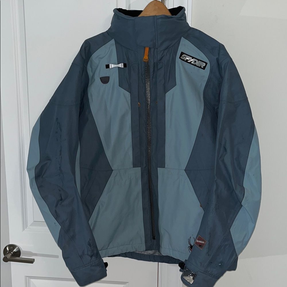 Spyder Dermizax Ski Jacket Coat Parka Snowboard Waterproof Shell Nylon Blue/Gray